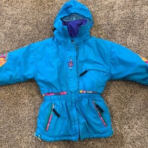 Vintage RA Sports Colorblock Puffer Ski Jacket Hooded Kids 3T 90s Y2K
